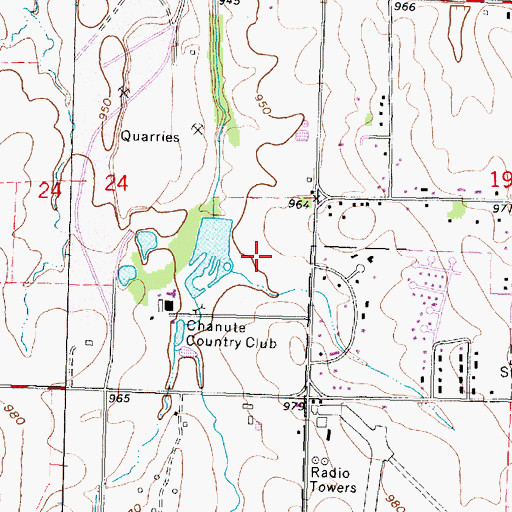 Topographic Map of Chanute Country Club, KS