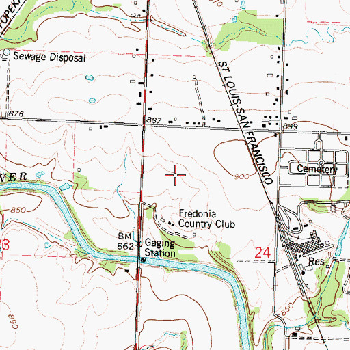 Topographic Map of Fredonia Country Club, KS