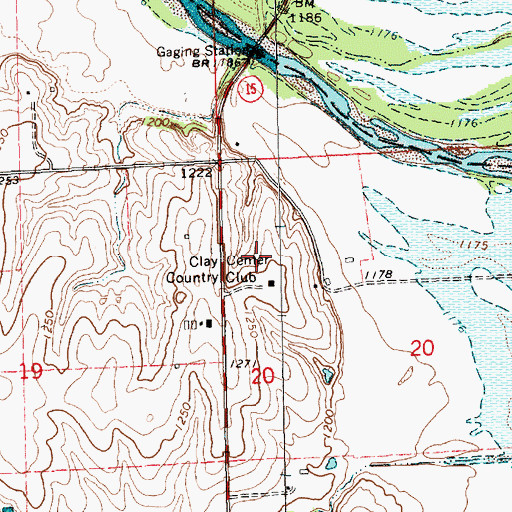 Topographic Map of Clay Center Country Club, KS