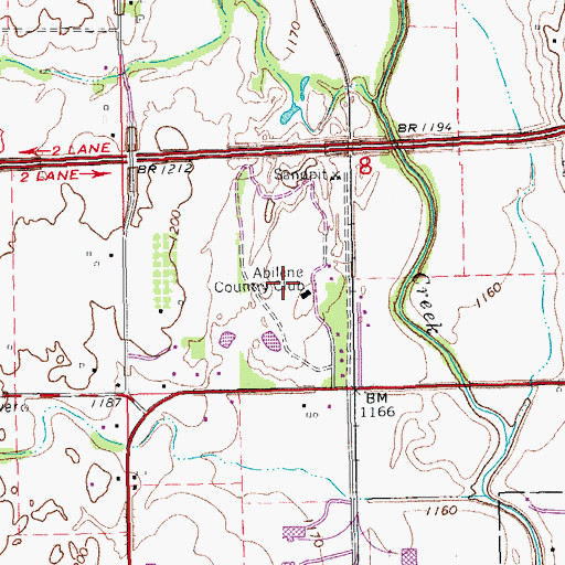 Topographic Map of Abilene Country Club, KS