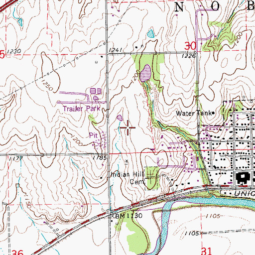 Topographic Map of Indian Hill Golf Course, KS
