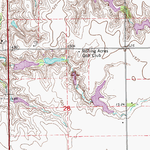 Topographic Map of Rolling Acres Golf Club, KS