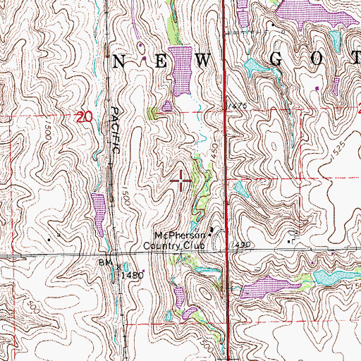 Topographic Map of McPherson Country Club, KS