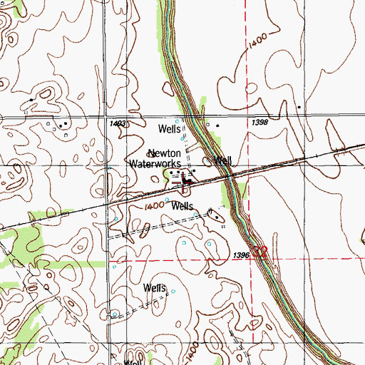 Topographic Map of Newton Waterworks, KS