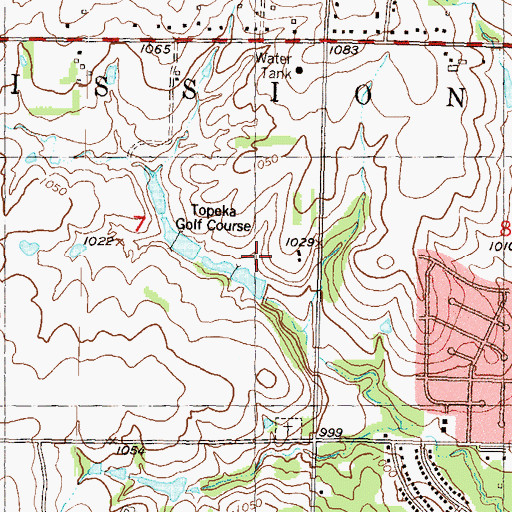 Topographic Map of Topeka Golf Course, KS