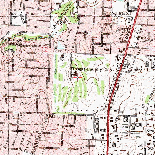 Topographic Map of Topeka Country Club, KS
