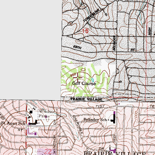 Topographic Map of Indian Hills Country Club, KS