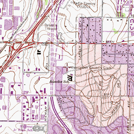 Topographic Map of Westbrook Country Club, KS