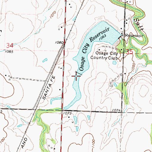 Topographic Map of Osage City Municipal Golf Course, KS