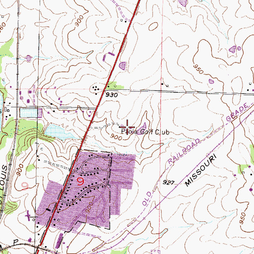 Topographic Map of Paola Country Club, KS
