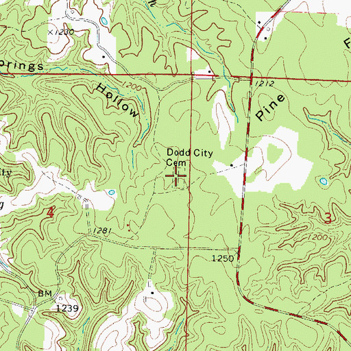 Topographic Map of Dodd City Cemetery, AR