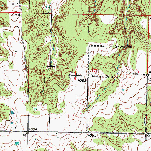 Topographic Map of Dayton Cemetery, KS