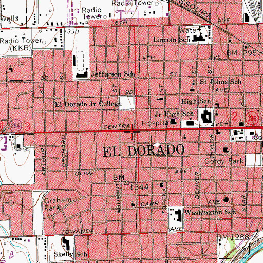 Topographic Map of El Dorado, KS