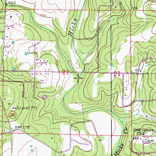 Topographic Map of Dodd Creek, AR