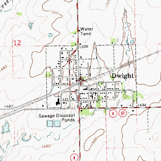 Topographic Map of Dwight, KS