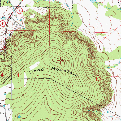 Topographic Map of Dodd Mountain, AR