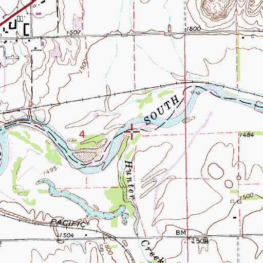Topographic Map of Hunter Creek, KS