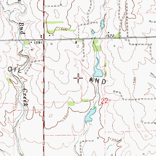 Topographic Map of Basil Oil and Gas Field, KS