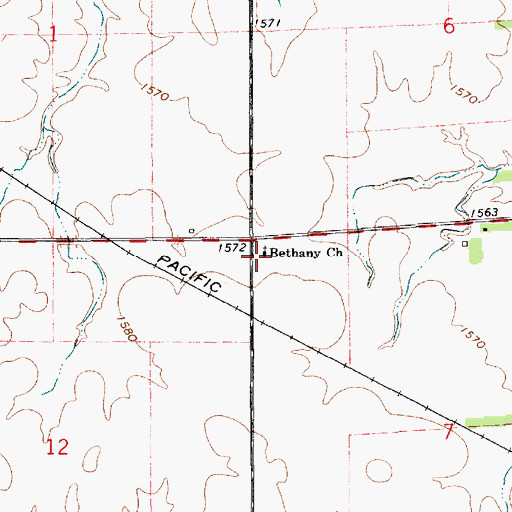 Topographic Map of Bethany Church, KS