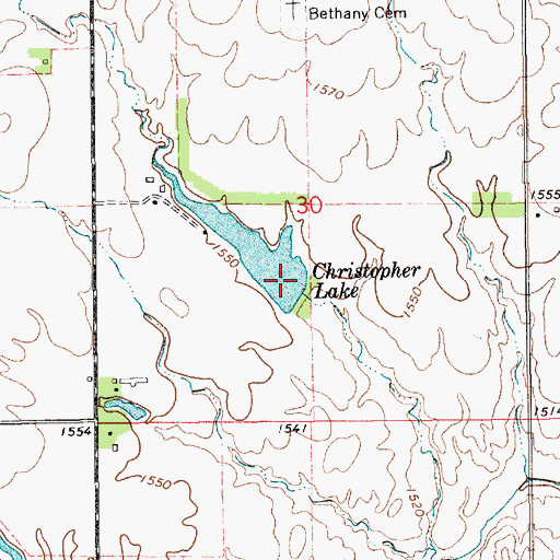Topographic Map of Christopher Lake, KS