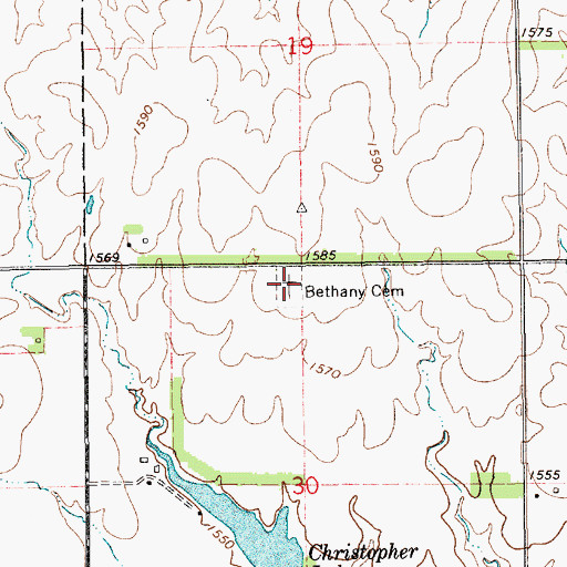 Topographic Map of Bethany Cemetery, KS