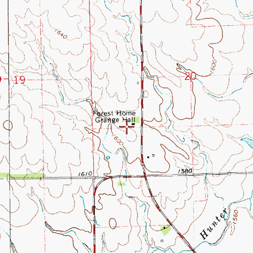 Topographic Map of Forest Home Grange Hall, KS