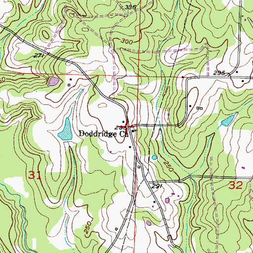 Topographic Map of Doddridge Church, AR