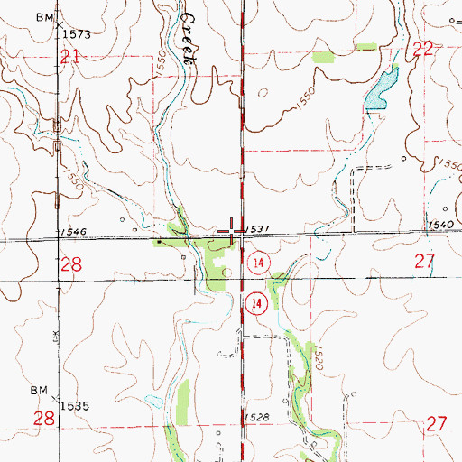 Topographic Map of Trenton School (historical), KS