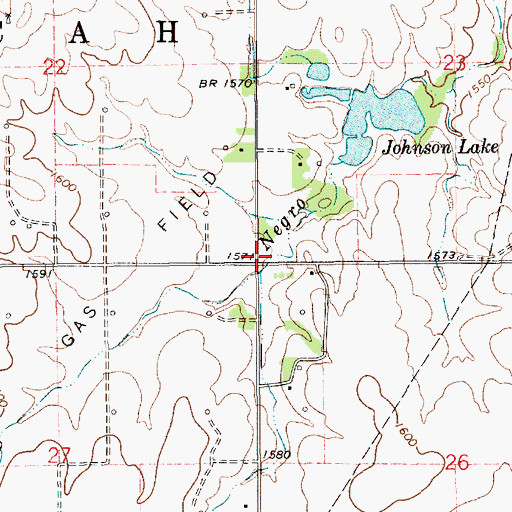 Topographic Map of Walnut Grove School (historical), KS