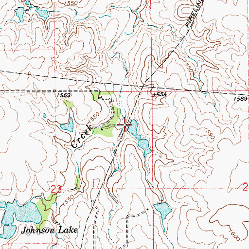 Topographic Map of Mann Lake, KS