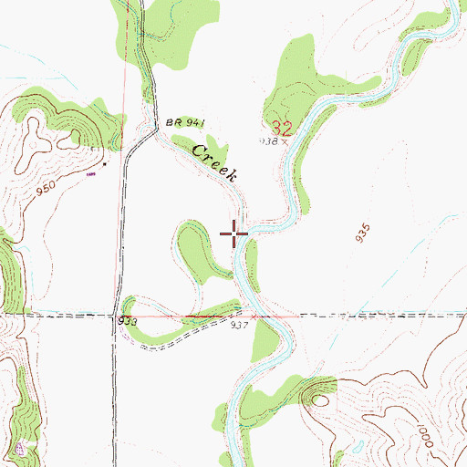 Topographic Map of Straight Creek, KS
