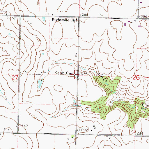 Topographic Map of Kaub Cemetery, KS
