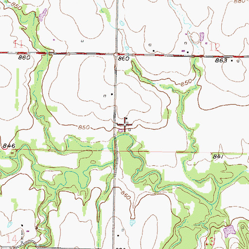 Topographic Map of Mine Creek Battlefield Park, KS