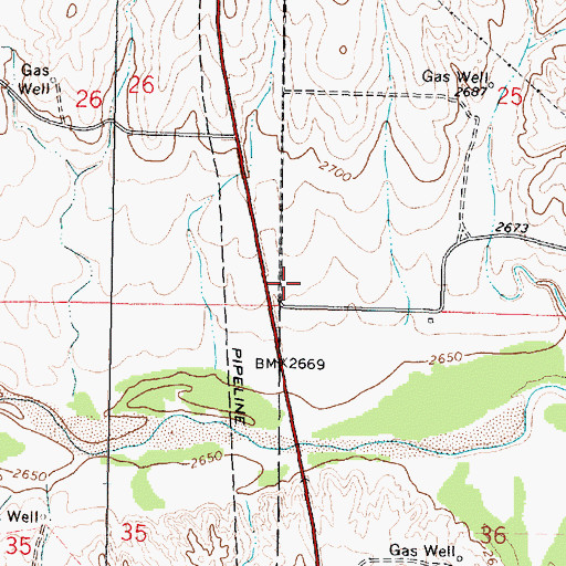 Topographic Map of Fargo Springs (historical), KS
