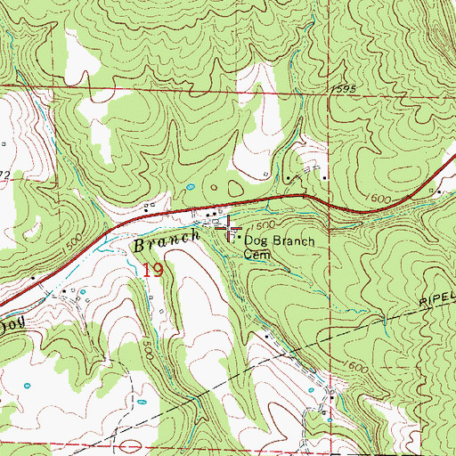 Topographic Map of Dog Branch Cemetery, AR