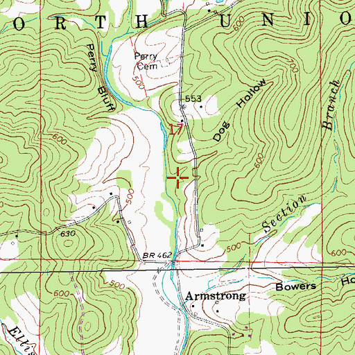 Topographic Map of Dog Hollow, AR