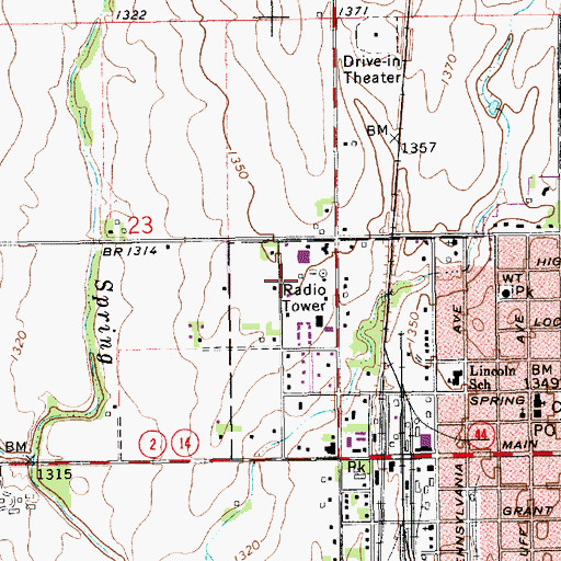 Topographic Map of City of Anthony, KS