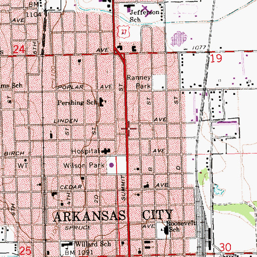 Topographic Map of City of Arkansas City, KS