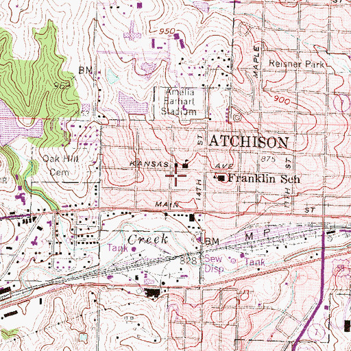 Topographic Map of City of Atchison, KS
