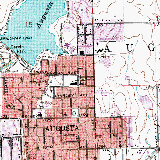 Topographic Map of City of Augusta, KS