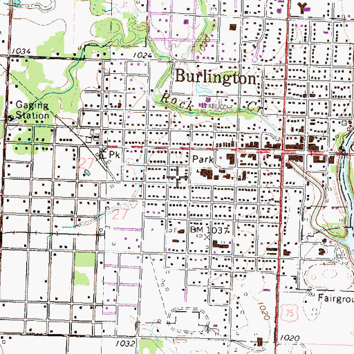 Topographic Map of City of Burlington, KS