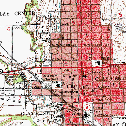 Topographic Map of City of Clay Center, KS