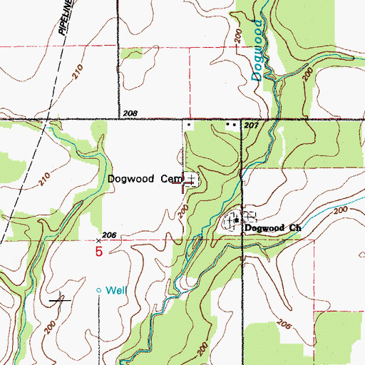 Topographic Map of Dogwood Cemetery, AR