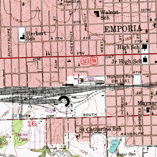 Topographic Map of City of Emporia, KS