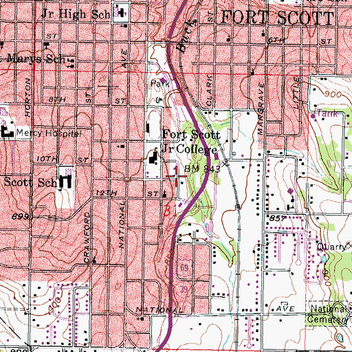Topographic Map of City of Fort Scott, KS