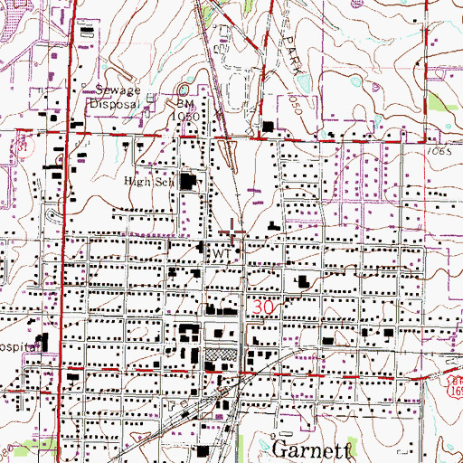 Topographic Map of City of Garnett, KS