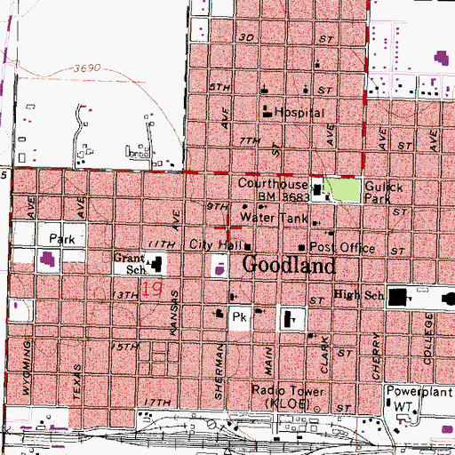 Topographic Map of City of Goodland, KS