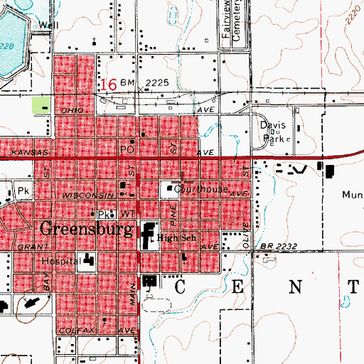 Topographic Map of City of Greensburg, KS