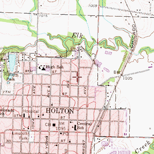 Topographic Map of City of Holton, KS
