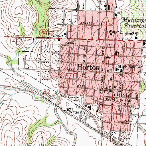 Topographic Map of City of Horton, KS